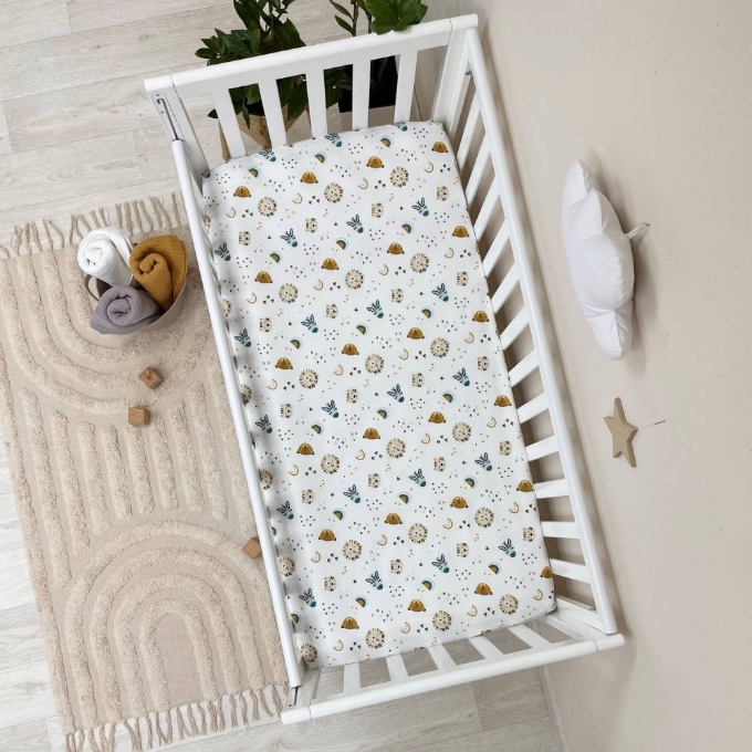 Husa saltea patuț bebe copii din bumbac 120 x 60 cm, Lei si zebre (4)
